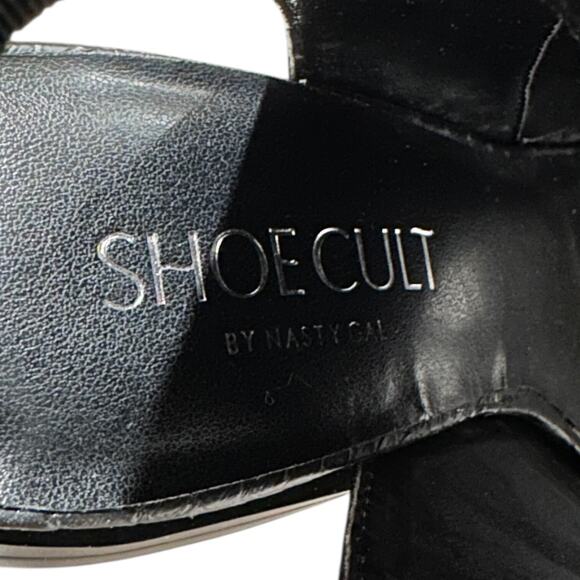 Shoe Cult by Nasty Gal Black Lace Up Open Toe Zip Block Heel Heels US 6.5 - Picture 4 of 7